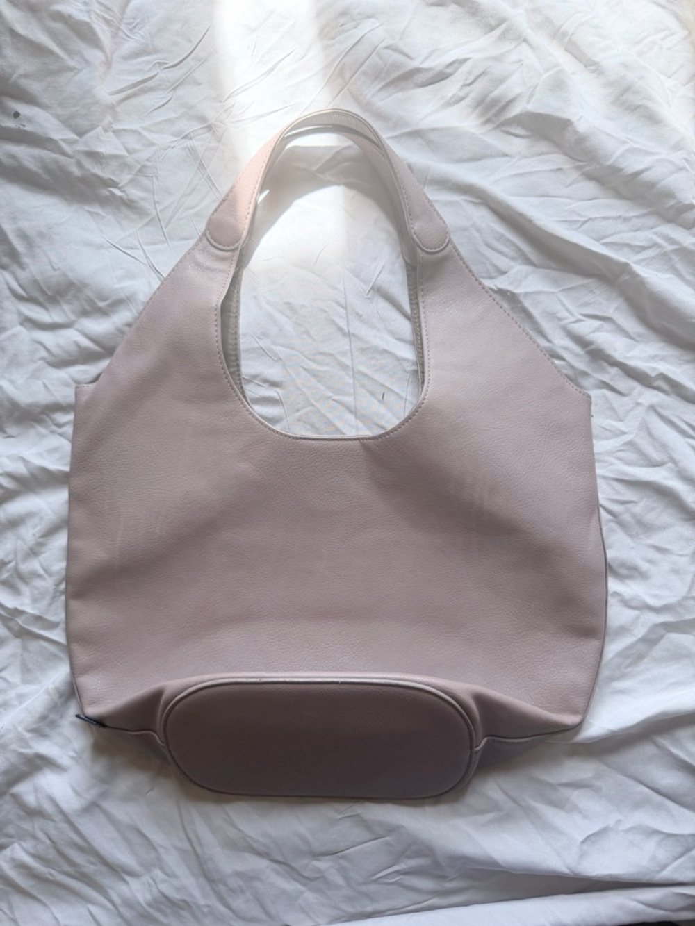 Macaronic Style Pale Pink Faux Leather Slouchy Hobo Bag - EUC